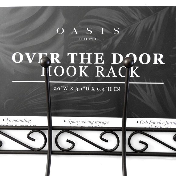 NWT Oasis Home Black Metal Over The Door Hook Rack 6 Hooks - Picture 2 of 5